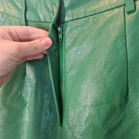 Princess Polly Suki Vegan Green Straight Wide Leg High Waisted Pants Size 4 - Picture 9 of 11